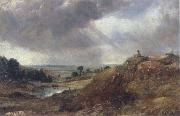 John Constable, Branch Hill Pond,Hampstead Heath with a boy sitting on a bank